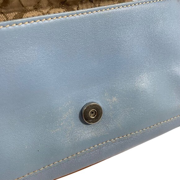 VTG Coach Hamptons Blue British Tan Leather Spectator Pocket Wristlet Wallet '04 - Picture 7 of 15